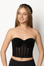 Load image into Gallery viewer, Black Onyx Crystal Headband