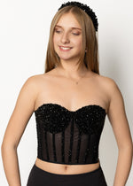 Load image into Gallery viewer, Black Crystal Corset