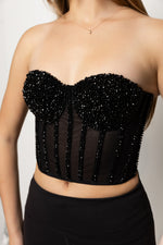 Load image into Gallery viewer, Black Crystal Corset