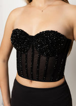 Load image into Gallery viewer, Black Crystal Corset