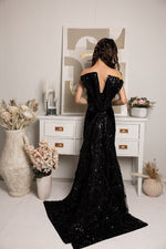 Load image into Gallery viewer, Black Angel Velvet Dress