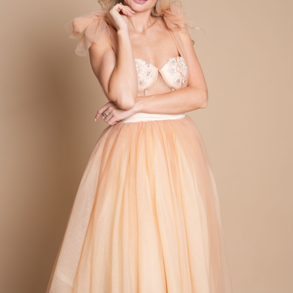 Caramel Birthday Dress S / Beige. Сouture Design