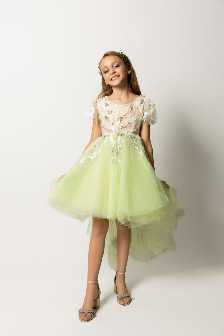 Sage Beaded Girls' Dress