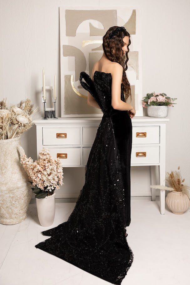 Black Angel Velvet Dress 20. outure Design Black Angel Velvet Dress 20. outure Design