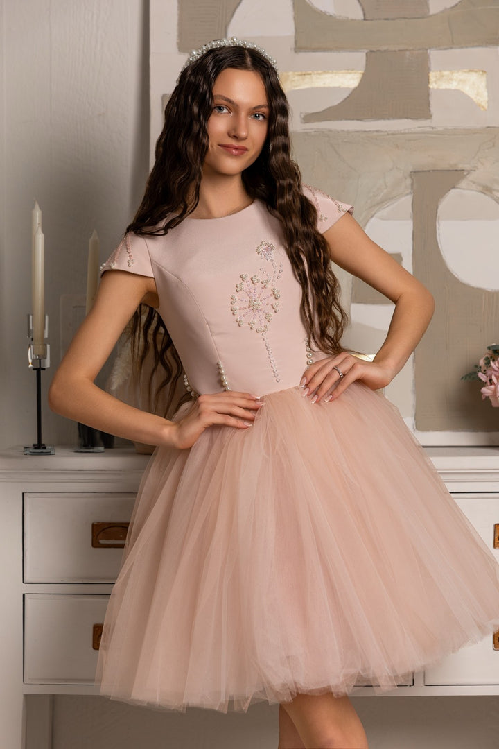 Pure Powder Girl’s Dress with Tulle