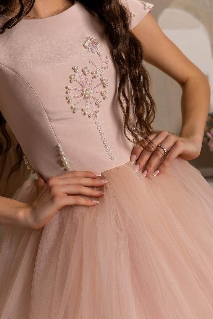 Pure Powder Pink Dress with Tulle Skirt